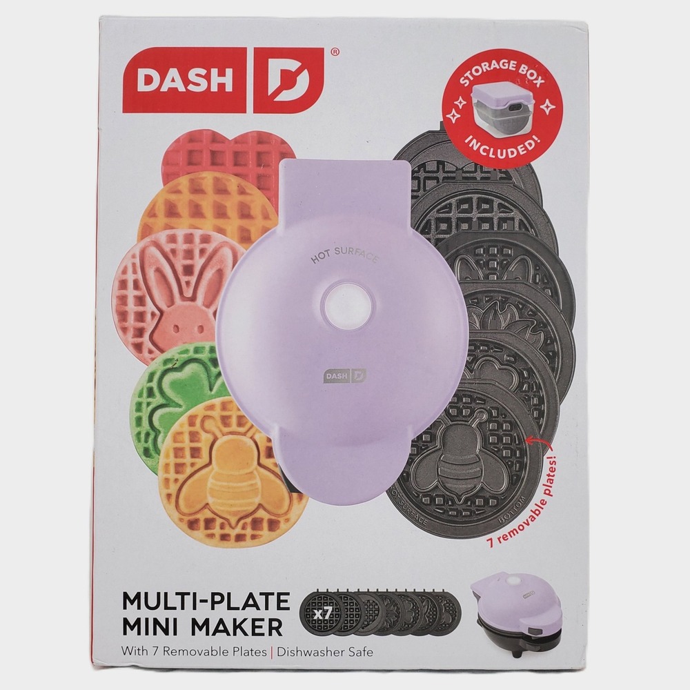 Dash Multi Plate Mini Waffle Maker 7 Removable Plates Holiday Designs Bunny Bee